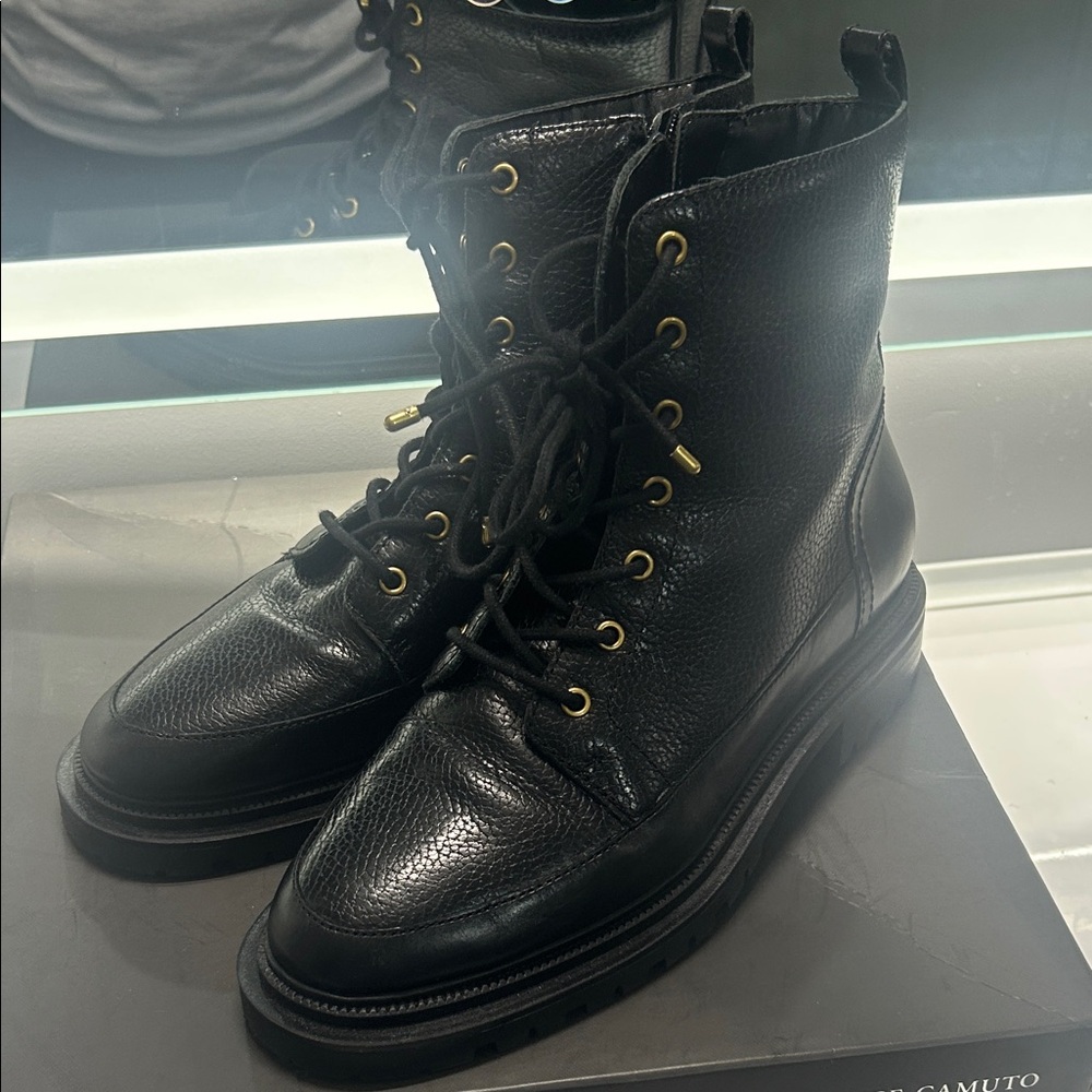 Black Leather Vince Camuto Women’s Moto Boots